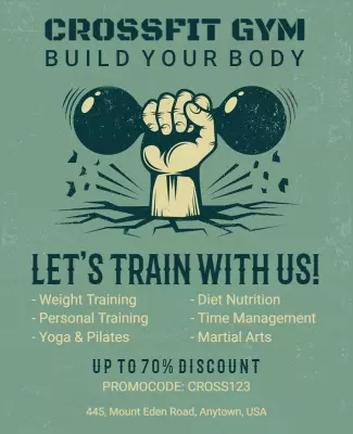 Dynamic Green CrossFit Gym Training Promotion Poster Template