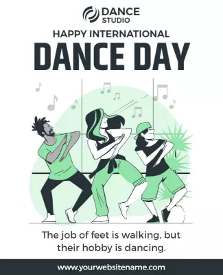 Dynamic Green Dance Celebration for International Dance Day Poster Template