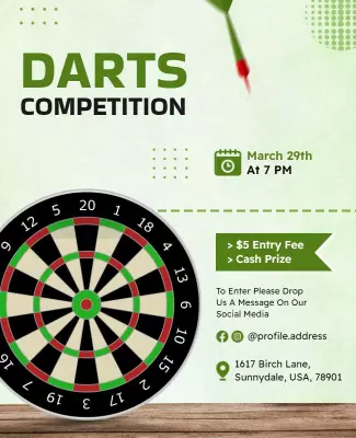 Dynamic Green Darts Competition Event Poster Template