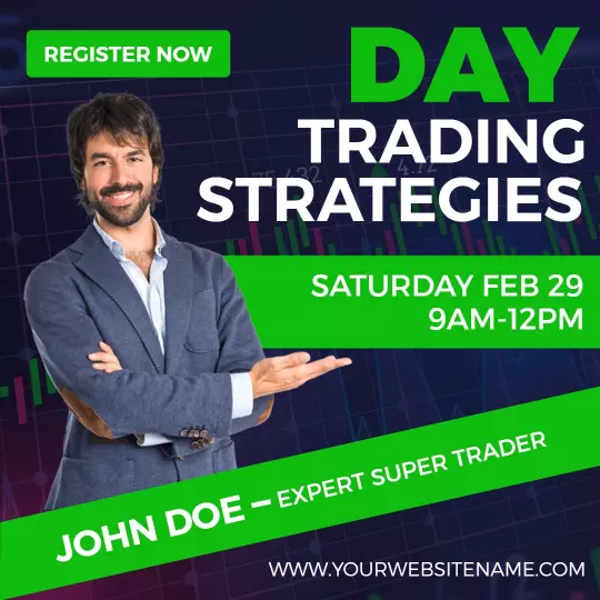 Dynamic Green Day Trading Strategies Workshop Promotion Ad Template