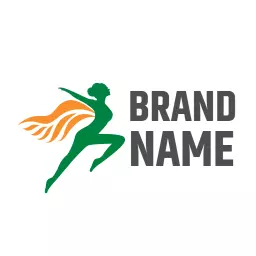 Dynamic Green Fairy with Flowing Hair Represents Enchantment Logo Template