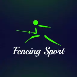 Dynamic Green Fencer in Action Showcasing Fencing Sport Logo Template