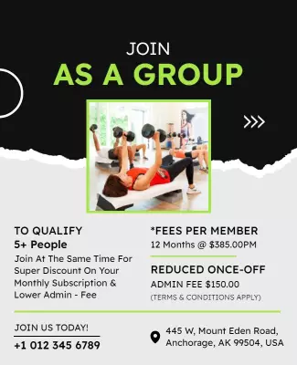 Dynamic Green Fitness Group Membership Promotion Poster Template