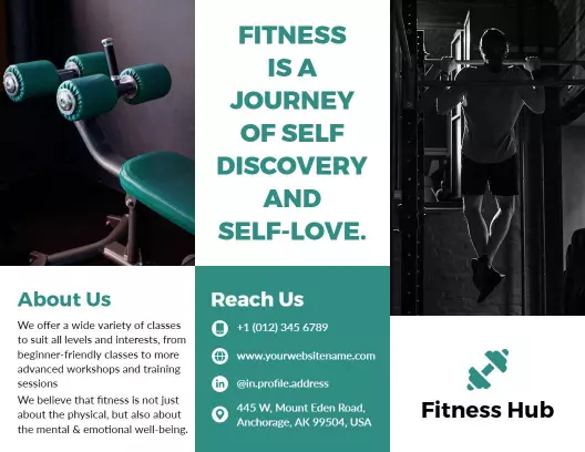 Dynamic Green Fitness Journey Self-Discovery Brochure Template