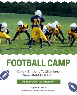 Dynamic Green Football Camp Training Program Poster Template