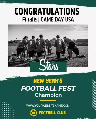 Dynamic Green Football Championship Celebration Poster Template