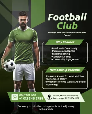 Dynamic Green Football Club Membership Invitation Poster Template