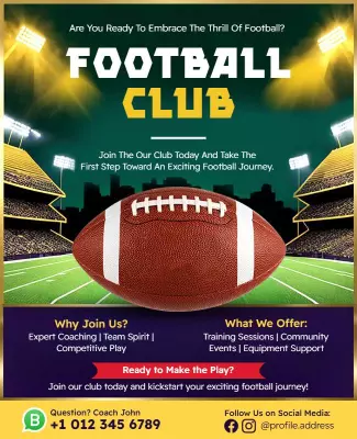 Dynamic Green Football Club Recruitment Poster Template