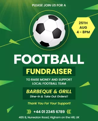 Dynamic Green Football Fundraiser Event Poster Template