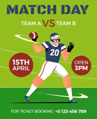 Dynamic Green Football Match Day Announcement Poster Template