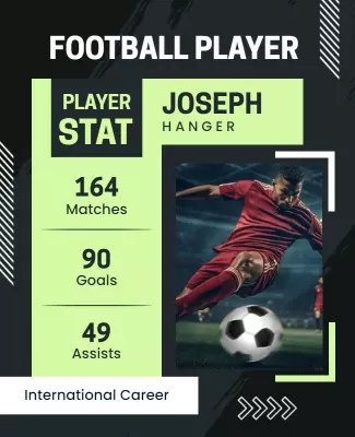 Dynamic Green Football Player Stats Info Poster Template