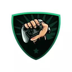 Dynamic Green Gaming Emblem Featuring Controller Grip Logo Template