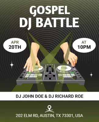 Dynamic Green Gospel DJ Battle Event Poster Template
