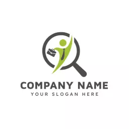 Dynamic Green Job Search Concept with Magnifying Glass Logo Template