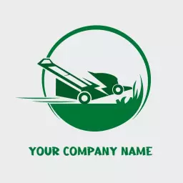 Dynamic Green Lawn Mower Design Representing Lawn Care Logo Template