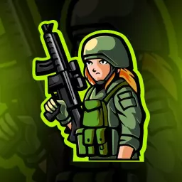 Dynamic Green Military Character Design for Esports Logo Template