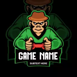 Dynamic Green Monkey Gaming Character in Esports Logo Template