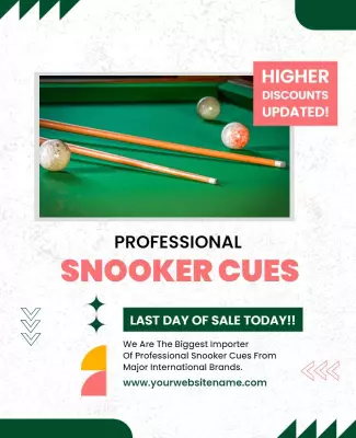 Dynamic Green Professional Snooker Cues Sale Poster Template