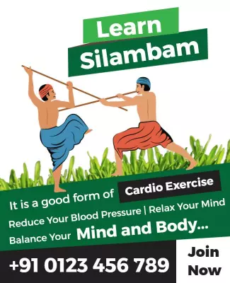 Dynamic Green Silambam Martial Arts Training Poster Template