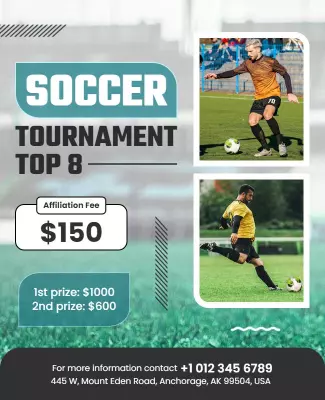 Dynamic Green Soccer Tournament Top 8 Competition Poster Template
