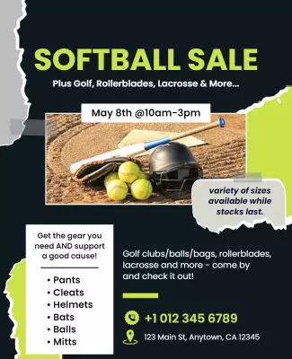 Dynamic Green Sports Equipment Sale Poster Template
