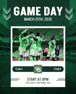 Dynamic Green Sports Game Day Event Poster Template