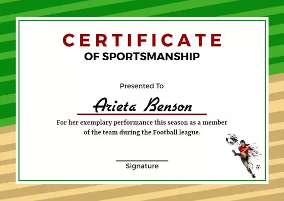 Dynamic Green Sportsmanship Achievement Certificate Template