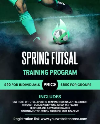 Dynamic Green Spring Futsal Training Program Poster Template