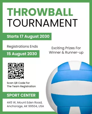 Dynamic Green Throwball Tournament Announcement Poster Template