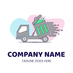 Dynamic Green Trash Truck Illustrating Junk Removal Service Logo Template