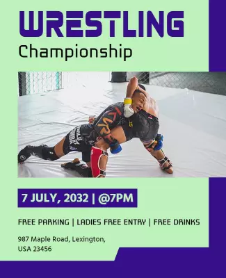 Dynamic Green Wrestling Championship Event Poster Template