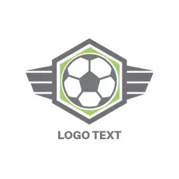 Dynamic Grey and Green Soccer Emblem with Winged Design Logo Template