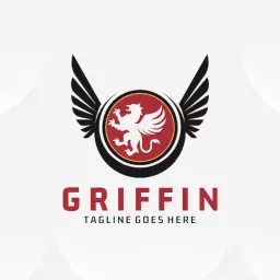 Dynamic Griffin Logo Featuring Bold Red and Black Elements Logo Template