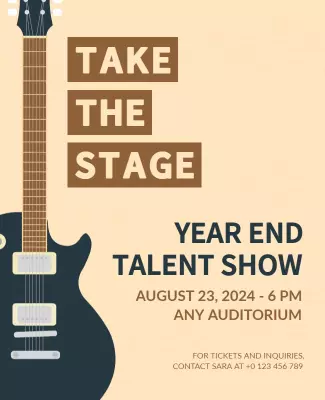 Dynamic Guitar-Themed Year End Talent Show Poster Template