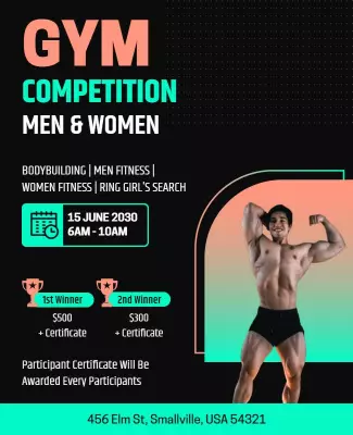 Dynamic Gym Competition Event for Men and Women Poster Template