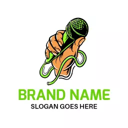 Dynamic Hand Holding Microphone Represents Rapper Identity Logo Template