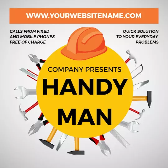 Dynamic Handyman Service with Tools and Quick Solutions Ad Template
