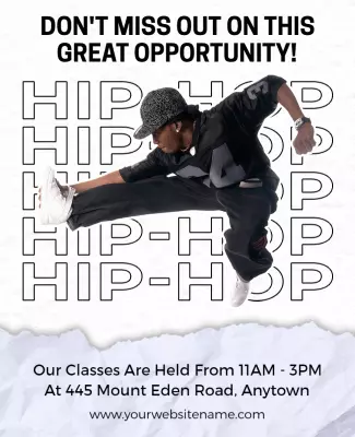 Dynamic Hip-Hop Dance Class Invitation Poster Template