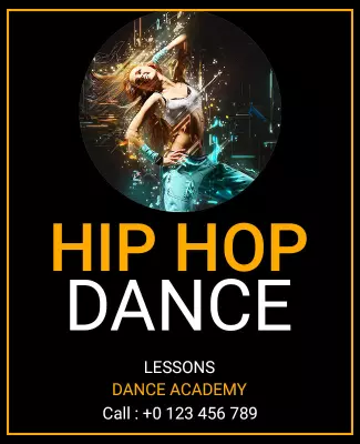 Dynamic Hip Hop Dance Lessons at Dance Academy Poster Template