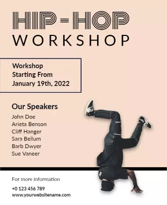 Dynamic Hip-Hop Dance Workshop Announcement Poster Template