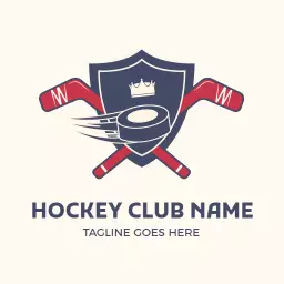 Dynamic Hockey Puck and Sticks Design for Team Logo Template