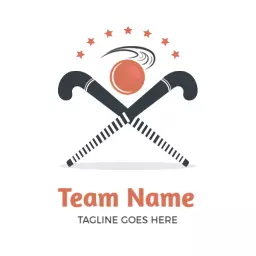 Dynamic Hockey Sticks with Ball and Stars Representing Team Logo Template