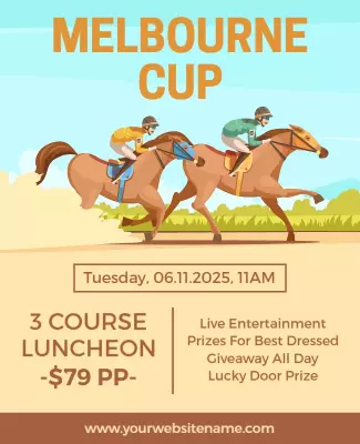 Dynamic Horse Racing Event Melbourne Cup Luncheon Poster Template
