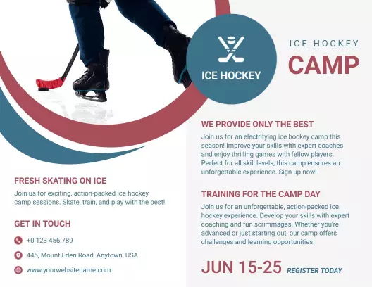 Dynamic Ice Hockey Training and Skills Camp Brochure Template