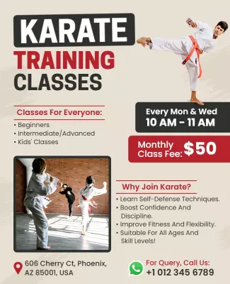 Dynamic Karate Training Classes for All Ages Poster Template