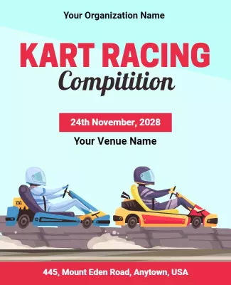 Dynamic Kart Racing Competition Illustration Poster Template