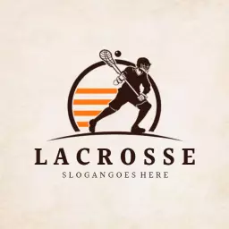 Dynamic Lacrosse Action with Bold Orange Design Logo Template