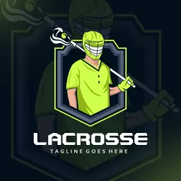 Dynamic Lacrosse Player in Neon Green Gear Logo Template