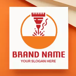 Dynamic Laser Cutting Design With Vibrant Orange Logo Template