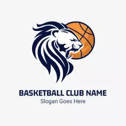 Dynamic Lion Emblem with Basketball for Club Identity Logo Template